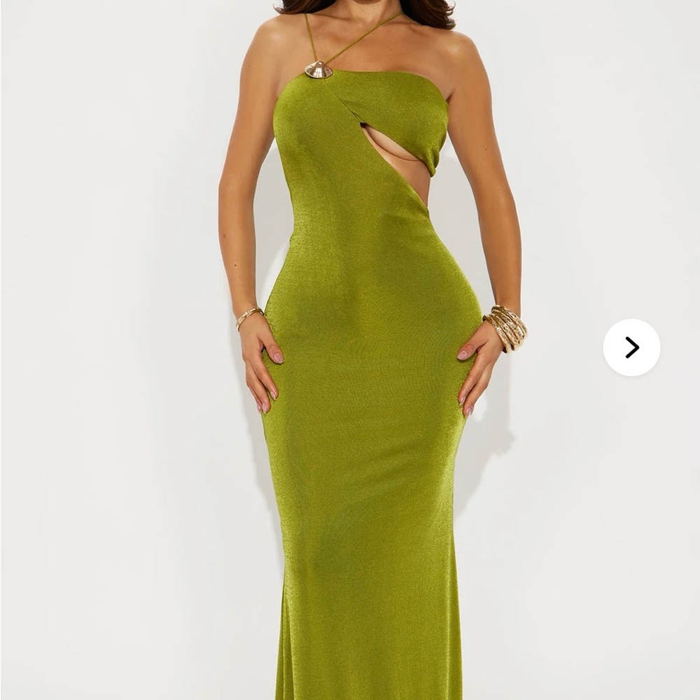 Fashion Nova One-Shoulder Lime Dress
